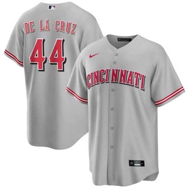 Men's Cincinnati Reds #44 Elly De La Cruz Gray Cool Base Stitched Baseball Jersey,We sell and wholesale Men's Cincinnati Reds #44 Elly De La Cruz Gray Cool Base Stitched Baseball Jersey on line form chian!